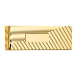 Men's 14k Yellow Gold Striped Fold-Over Money Clip, 20mm wide